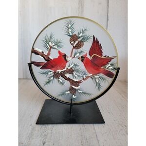 Unique backdrop tealight candle holder red cardinal vintage Xmas decor figure‎